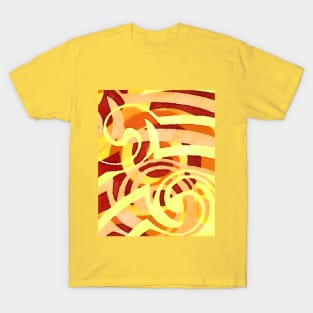 Abstract Swirls in yellow and beige T-Shirt